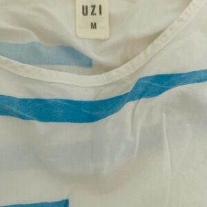 Women's White and Blue Top